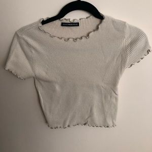 Brandy Melville cream ruffled crop top